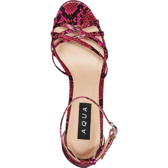 AQUA Womens Pink Snakeskin 1" Platform Cork-Like Milo Round Toe Sandals 9 M - Picture 1 of 3